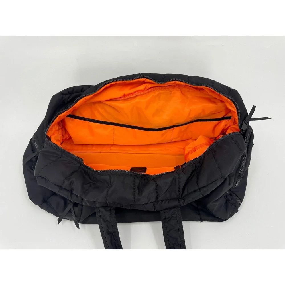 Pajar Canada Black Quilted Puffer‎ Duffel Bag Orange Lining Travel Gym CA56188